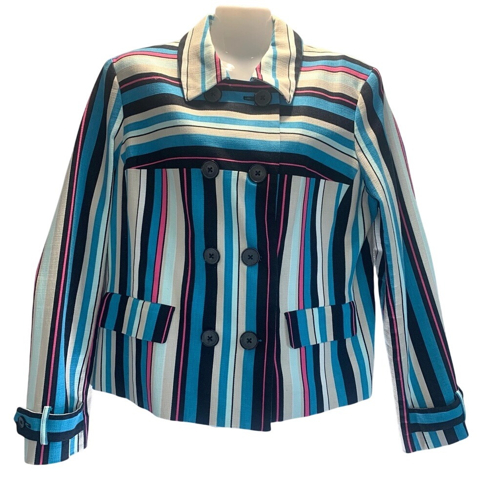 Jones New York Women's‎ size 16 Striped Blazer Chic Colorful Office Siren Career